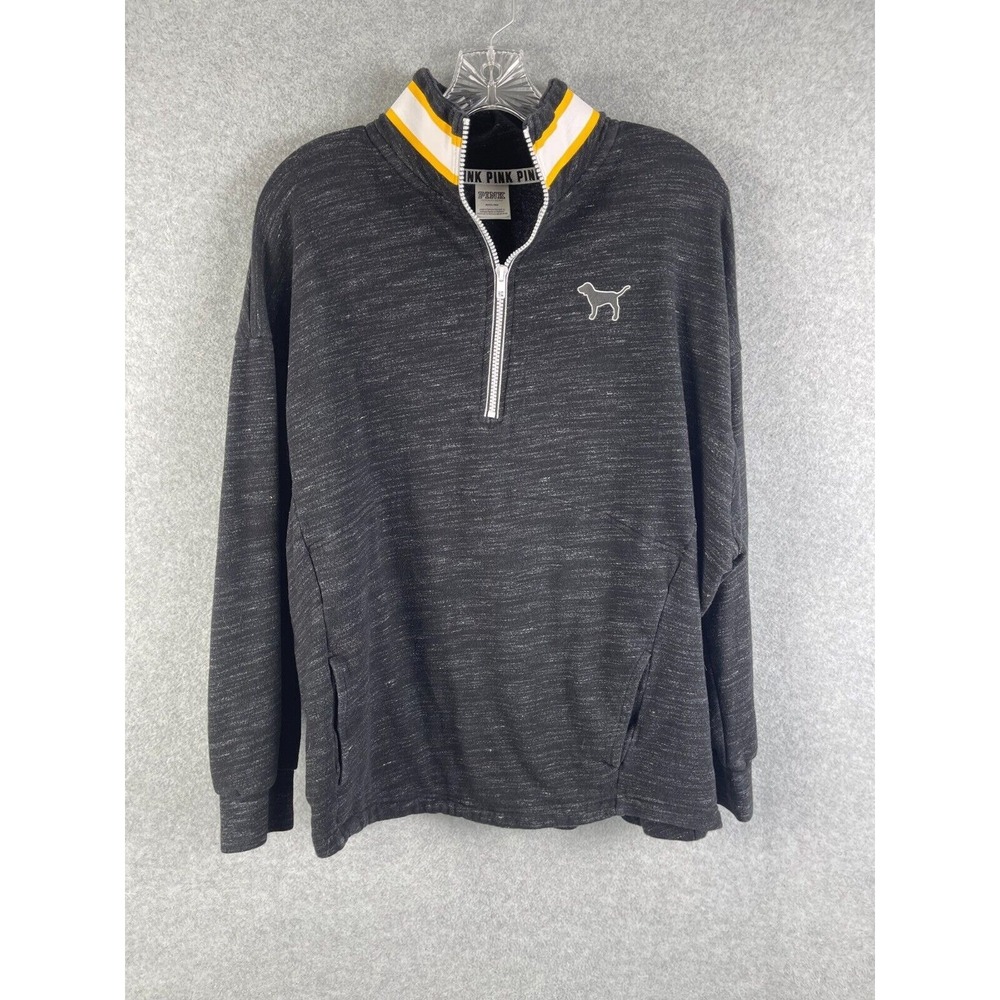 Victoria's Secret PINK Sweatshirt Women's Size M Gray 3/4 Zip Pullover